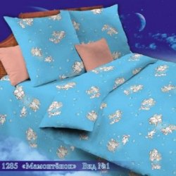 Постельное белье бязь иваново детское - 1285-1 мамонтенок голубой
